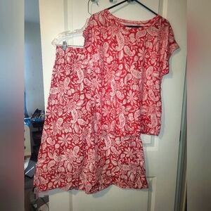 Loft Red and White Floral Two-Piece Set